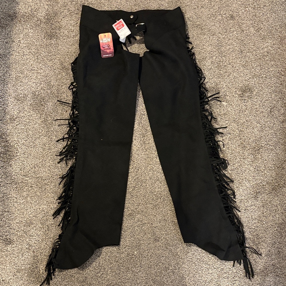Black Fringe Trim Women's Pants